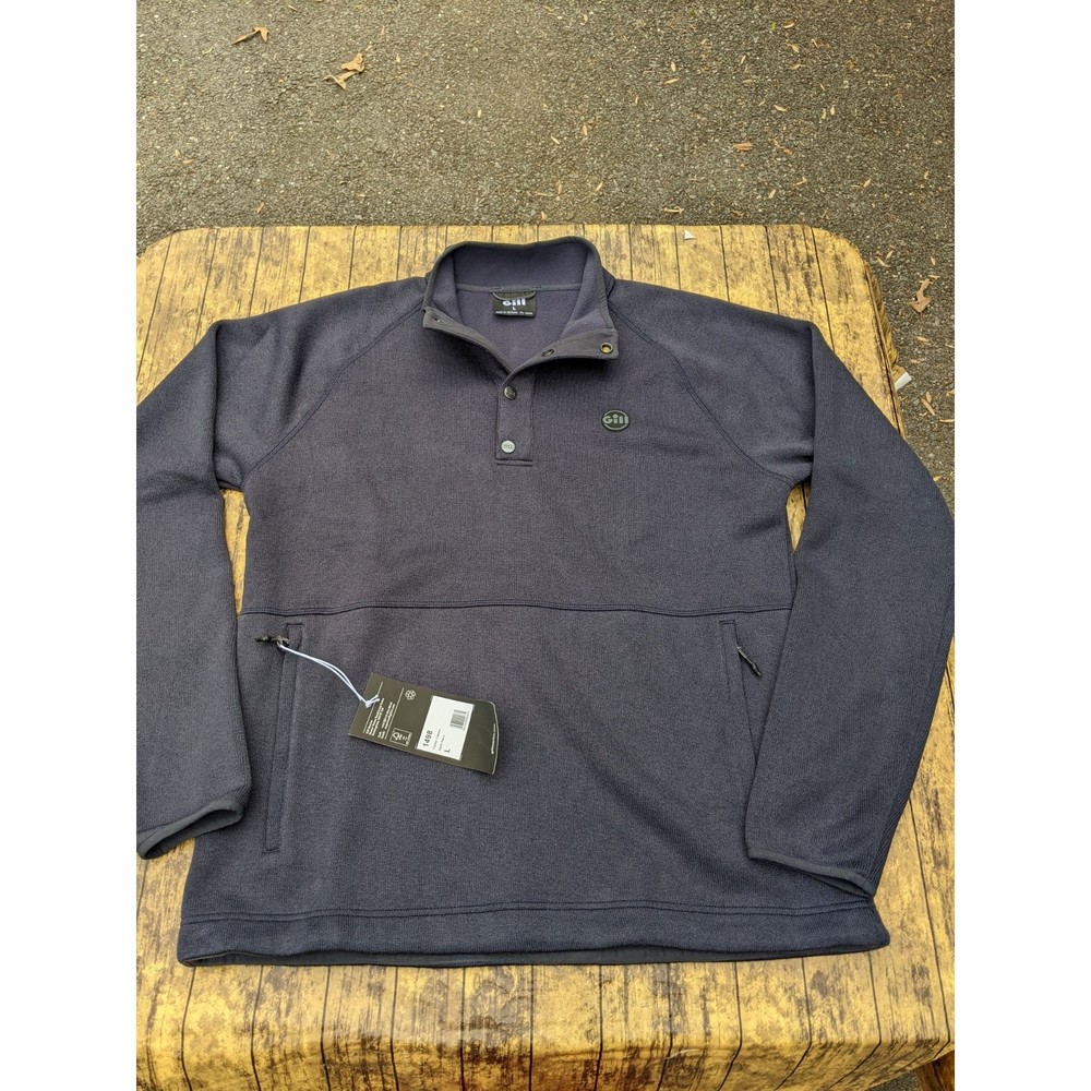 NWT NEW! Gill Marine Navy Fisher Fleece Quarter Button Shirt Large